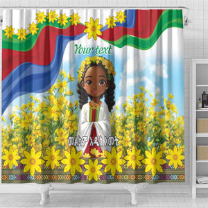 Happy Enkutatash Eritrea Personalized Shower Curtain Beautiful Afro Girl Adey Abeba Flower