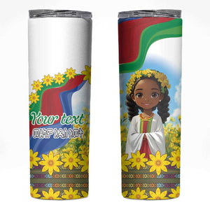 Happy Enkutatash Eritrea Personalized Skinny Tumbler Beautiful Afro Girl Adey Abeba Flower