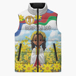 Happy Enkutatash Eritrea Personalized Sleeveless Puffer Jacket Beautiful Afro Girl Adey Abeba Flower