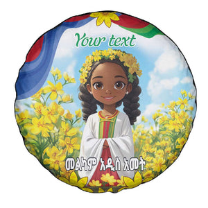 Happy Enkutatash Eritrea Personalized Spare Tire Cover Beautiful Afro Girl Adey Abeba Flower