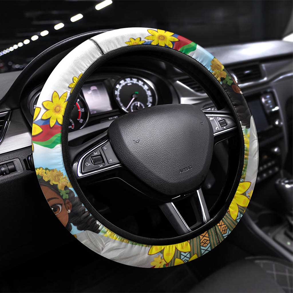 Happy Enkutatash Eritrea Steering Wheel Cover Beautiful Afro Girl Adey Abeba Flower