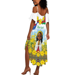 Happy Enkutatash Eritrea Personalized Summer Maxi Dress Beautiful Afro Girl Adey Abeba Flower