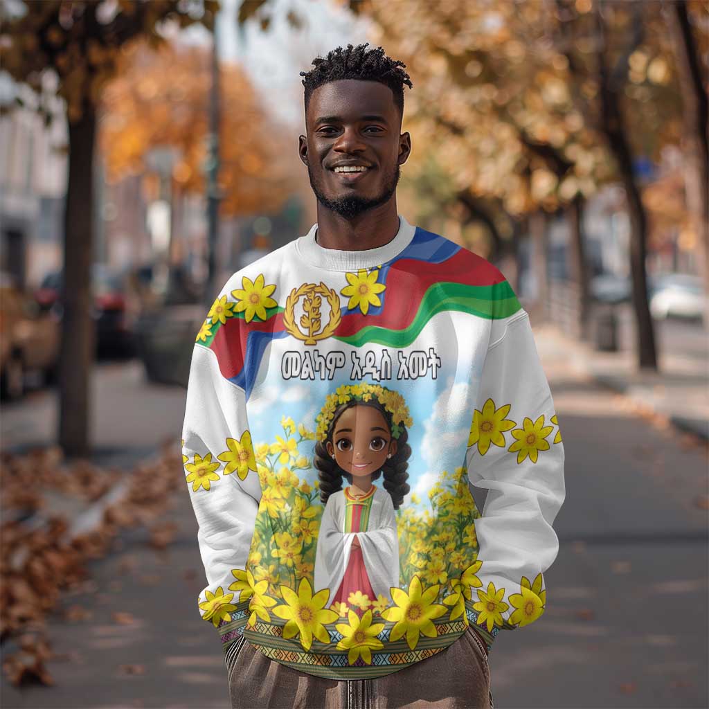 Happy Enkutatash Eritrea Personalized Sweatshirt Beautiful Afro Girl Adey Abeba Flower