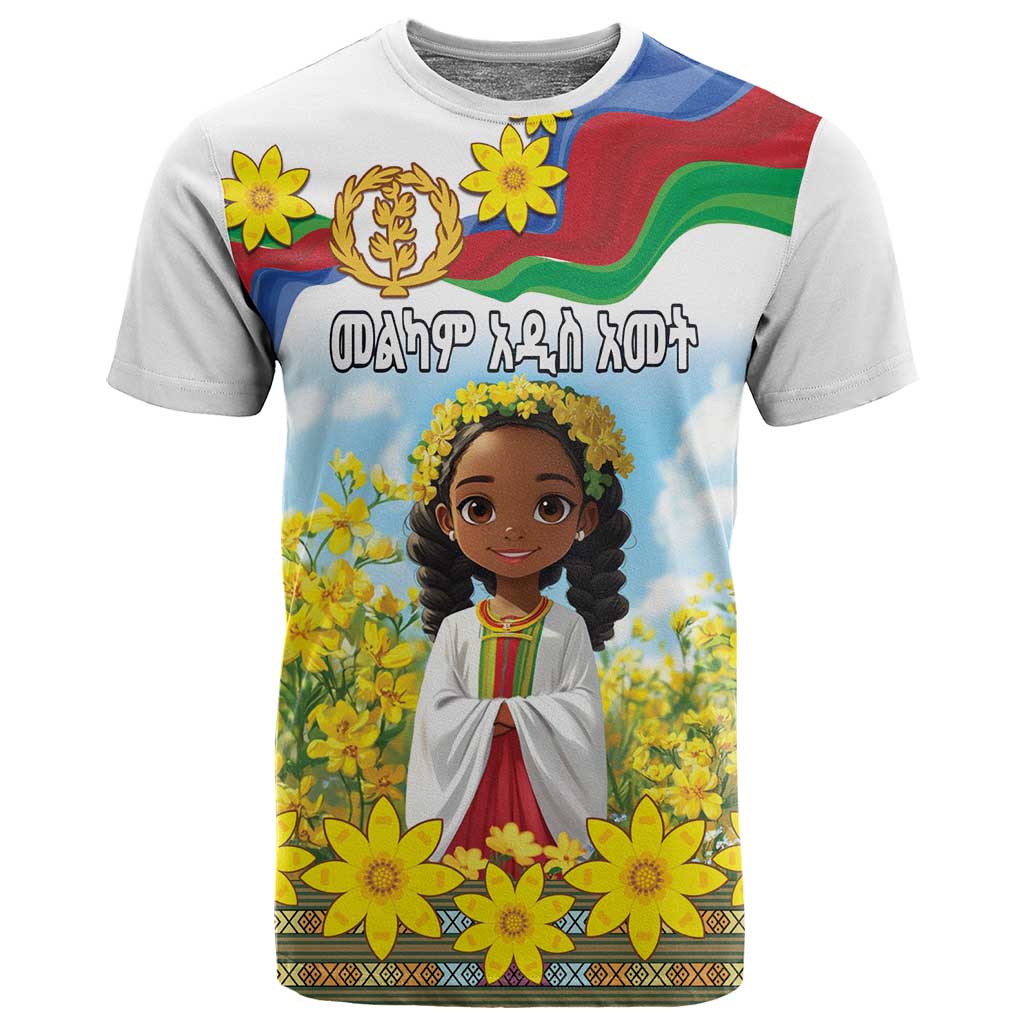 Happy Enkutatash Eritrea Personalized T shirt Beautiful Afro Girl Adey Abeba Flower