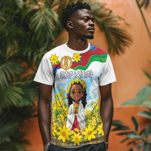 Happy Enkutatash Eritrea Personalized T shirt Beautiful Afro Girl Adey Abeba Flower