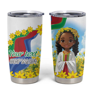 Happy Enkutatash Eritrea Personalized Tumbler Cup Beautiful Afro Girl Adey Abeba Flower