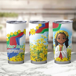 Happy Enkutatash Eritrea Personalized Tumbler Cup Beautiful Afro Girl Adey Abeba Flower