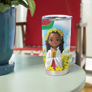 Happy Enkutatash Eritrea Personalized Tumbler Cup Beautiful Afro Girl Adey Abeba Flower