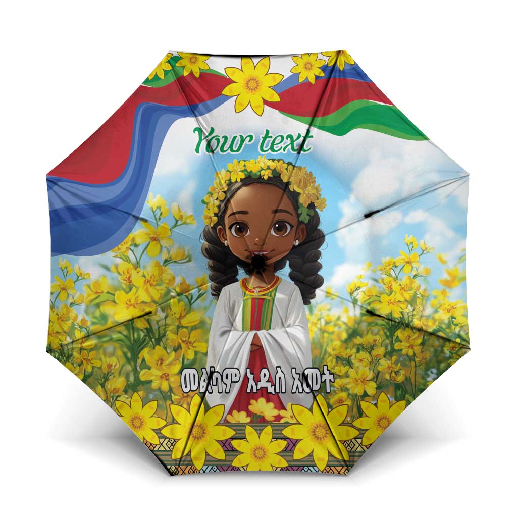 Happy Enkutatash Eritrea Personalized Umbrella Beautiful Afro Girl Adey Abeba Flower