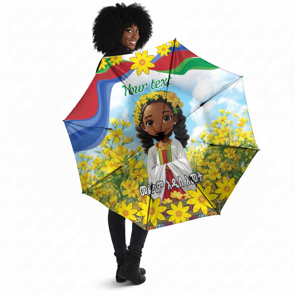 Happy Enkutatash Eritrea Personalized Umbrella Beautiful Afro Girl Adey Abeba Flower