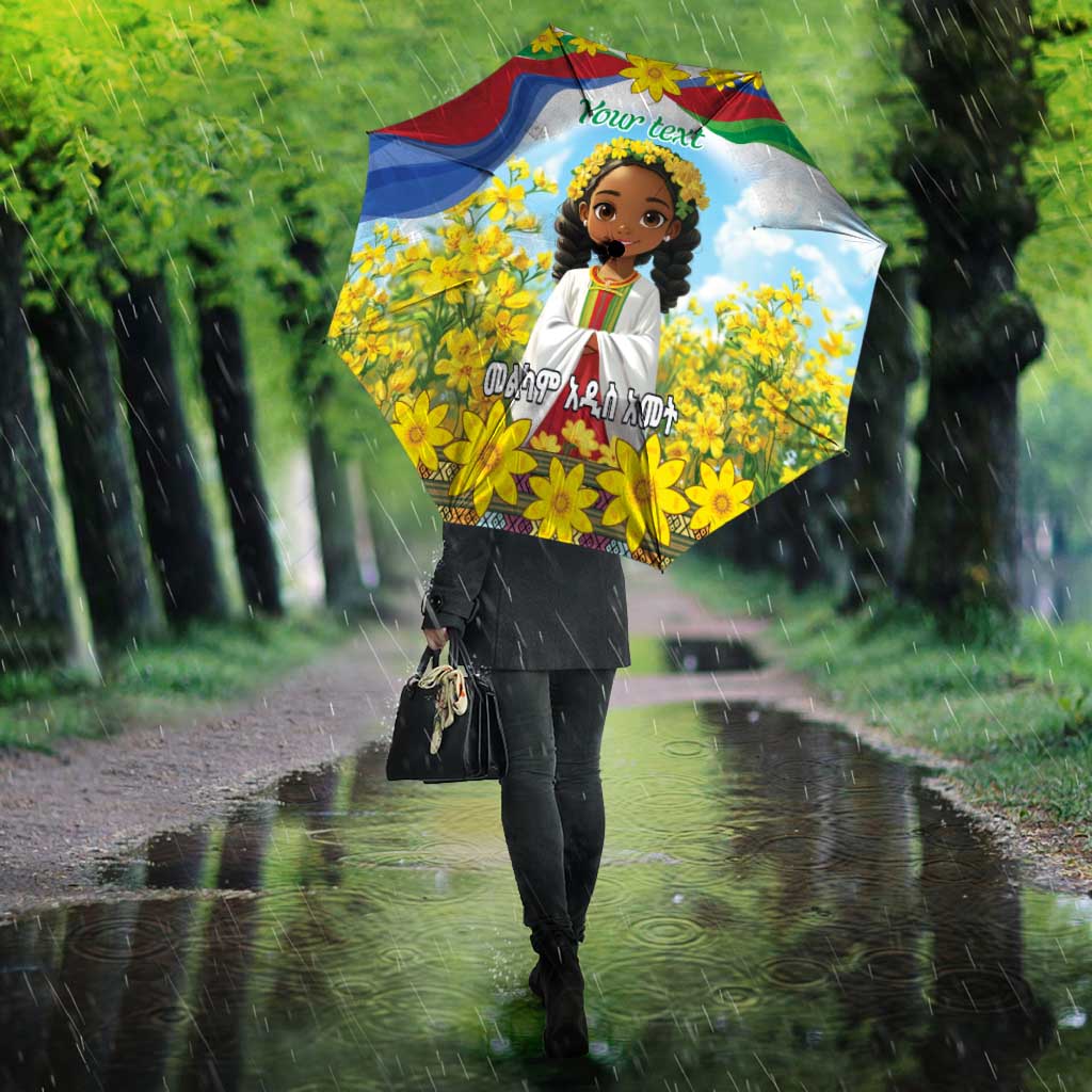 Happy Enkutatash Eritrea Personalized Umbrella Beautiful Afro Girl Adey Abeba Flower