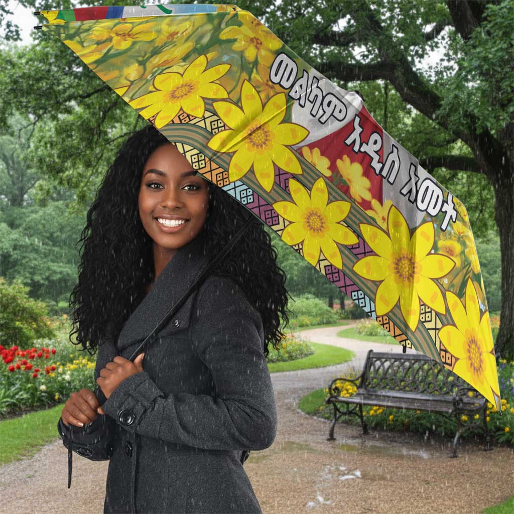 Happy Enkutatash Eritrea Personalized Umbrella Beautiful Afro Girl Adey Abeba Flower