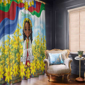 Happy Enkutatash Eritrea Personalized Window Curtain Beautiful Afro Girl Adey Abeba Flower