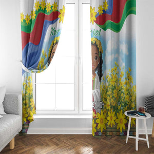 Happy Enkutatash Eritrea Personalized Window Curtain Beautiful Afro Girl Adey Abeba Flower