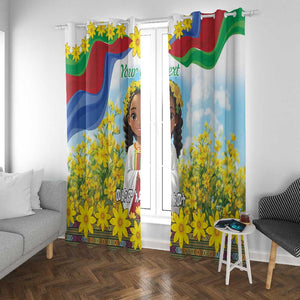 Happy Enkutatash Eritrea Personalized Window Curtain Beautiful Afro Girl Adey Abeba Flower