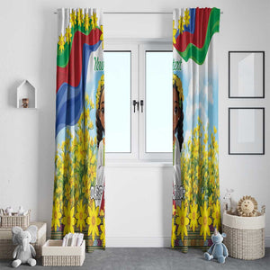 Happy Enkutatash Eritrea Personalized Window Curtain Beautiful Afro Girl Adey Abeba Flower