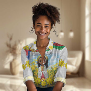 Happy Enkutatash Eritrea Personalized Women Casual Shirt Beautiful Afro Girl Adey Abeba Flower