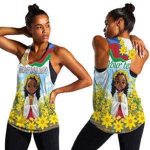 Happy Enkutatash Eritrea Personalized Women Racerback Tank Beautiful Afro Girl Adey Abeba Flower