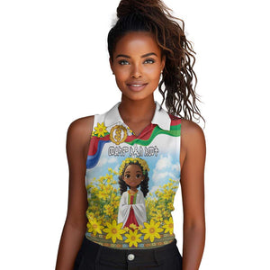 Happy Enkutatash Eritrea Personalized Women Sleeveless Polo Shirt Beautiful Afro Girl Adey Abeba Flower