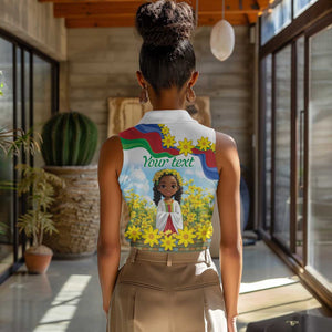 Happy Enkutatash Eritrea Personalized Women Sleeveless Polo Shirt Beautiful Afro Girl Adey Abeba Flower