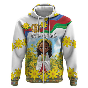 Happy Enkutatash Eritrea Personalized Zip Hoodie Beautiful Afro Girl Adey Abeba Flower