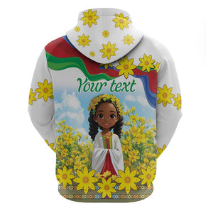 Happy Enkutatash Eritrea Personalized Zip Hoodie Beautiful Afro Girl Adey Abeba Flower