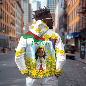 Happy Enkutatash Eritrea Personalized Zip Hoodie Beautiful Afro Girl Adey Abeba Flower