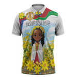 Happy Enkutatash Eritrea Personalized Zipper Polo Shirt Beautiful Afro Girl Adey Abeba Flower