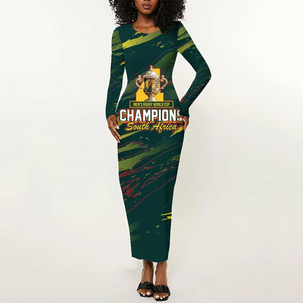South African Four-time Champions Long Sleeve Bodycon Dress World Rugby Team Springboks