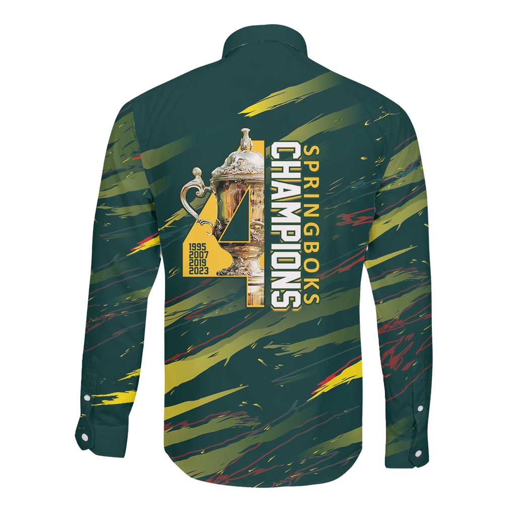 South African Four-time Champions Long Sleeve Button Shirt World Rugby Team Springboks
