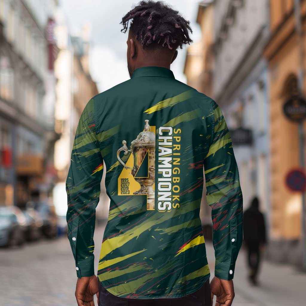 South African Four-time Champions Long Sleeve Button Shirt World Rugby Team Springboks