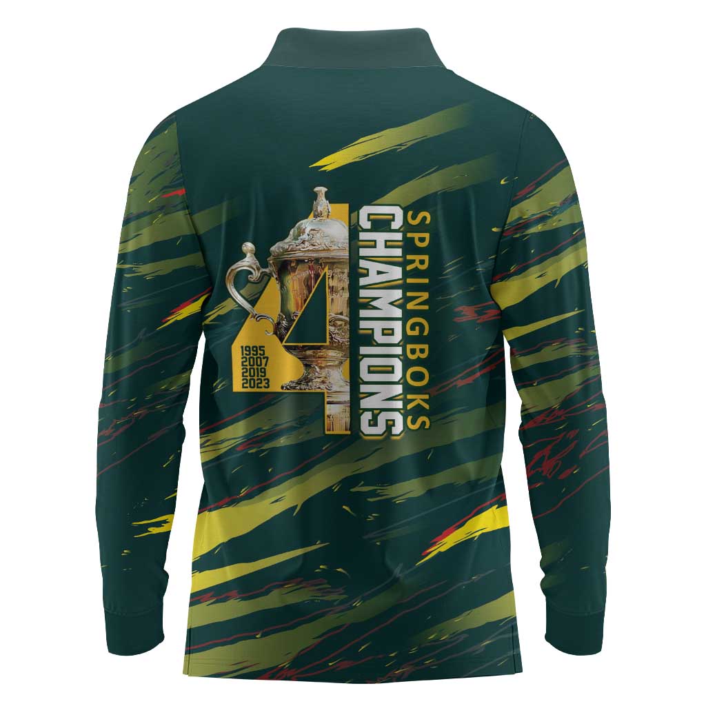 South African Four-time Champions Long Sleeve Polo Shirt World Rugby Team Springboks