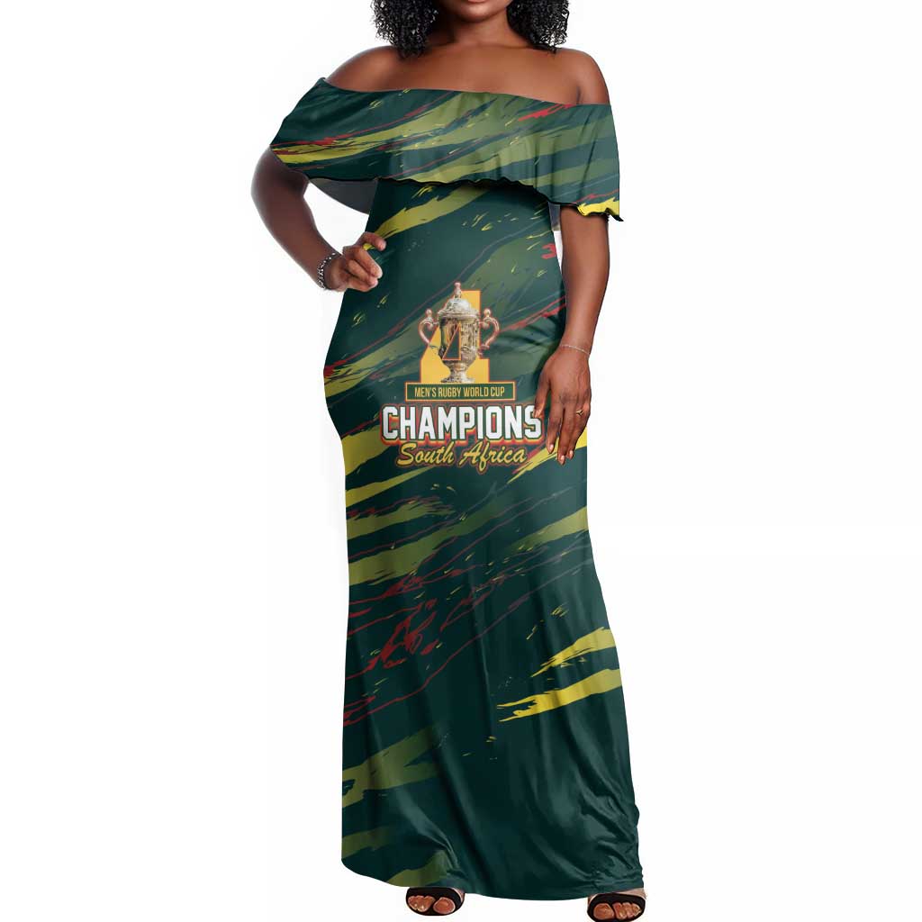 South African Four-time Champions Off Shoulder Maxi Dress World Rugby Team Springboks