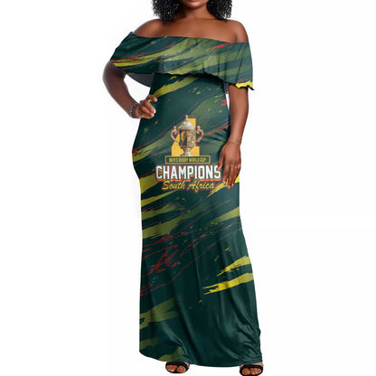 South African Four-time Champions Off Shoulder Maxi Dress World Rugby Team Springboks