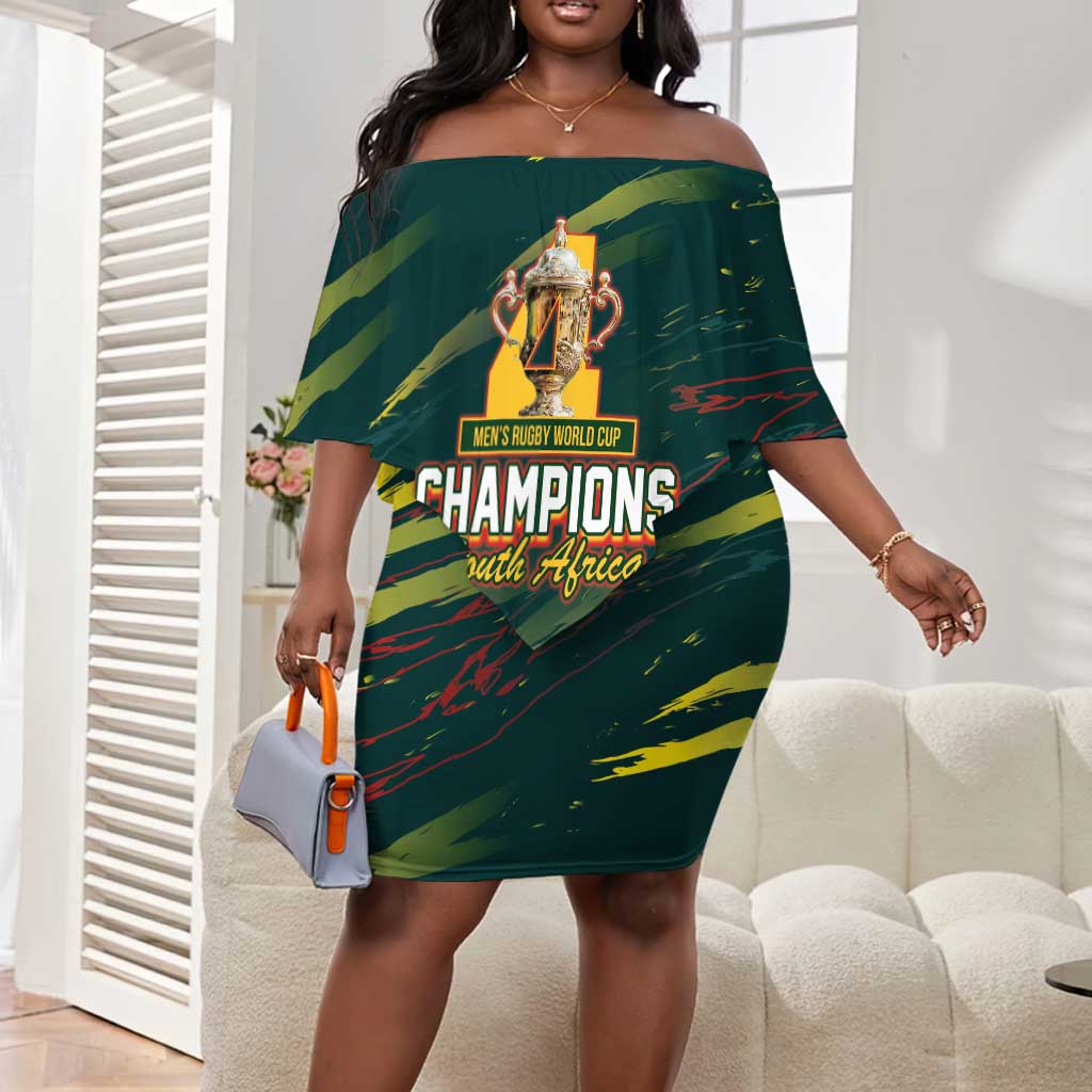 South African Four-time Champions Off Shoulder Short Dress World Rugby Team Springboks
