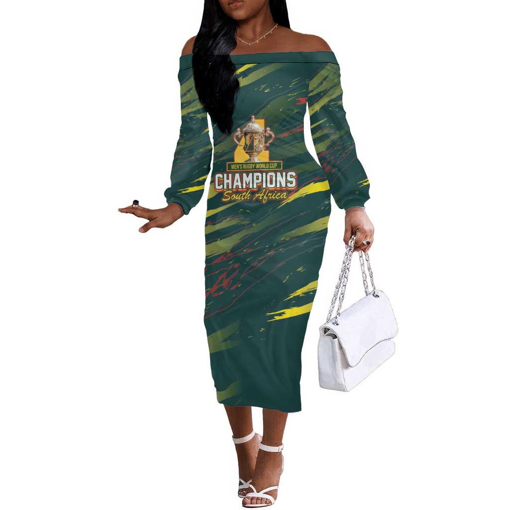 South African Four-time Champions Off The Shoulder Long Sleeve Dress World Rugby Team Springboks