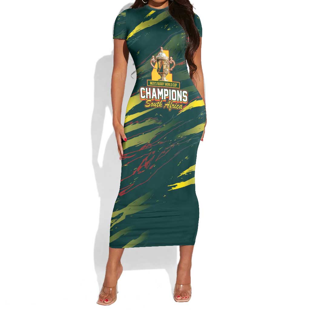 South African Four-time Champions Short Sleeve Bodycon Dress World Rugby Team Springboks