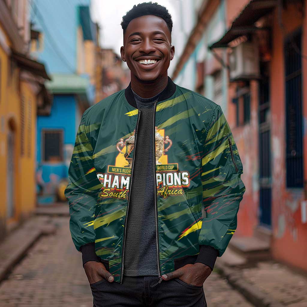 South African Four-time Champions Sleeve Zip Bomber Jacket World Rugby Team Springboks