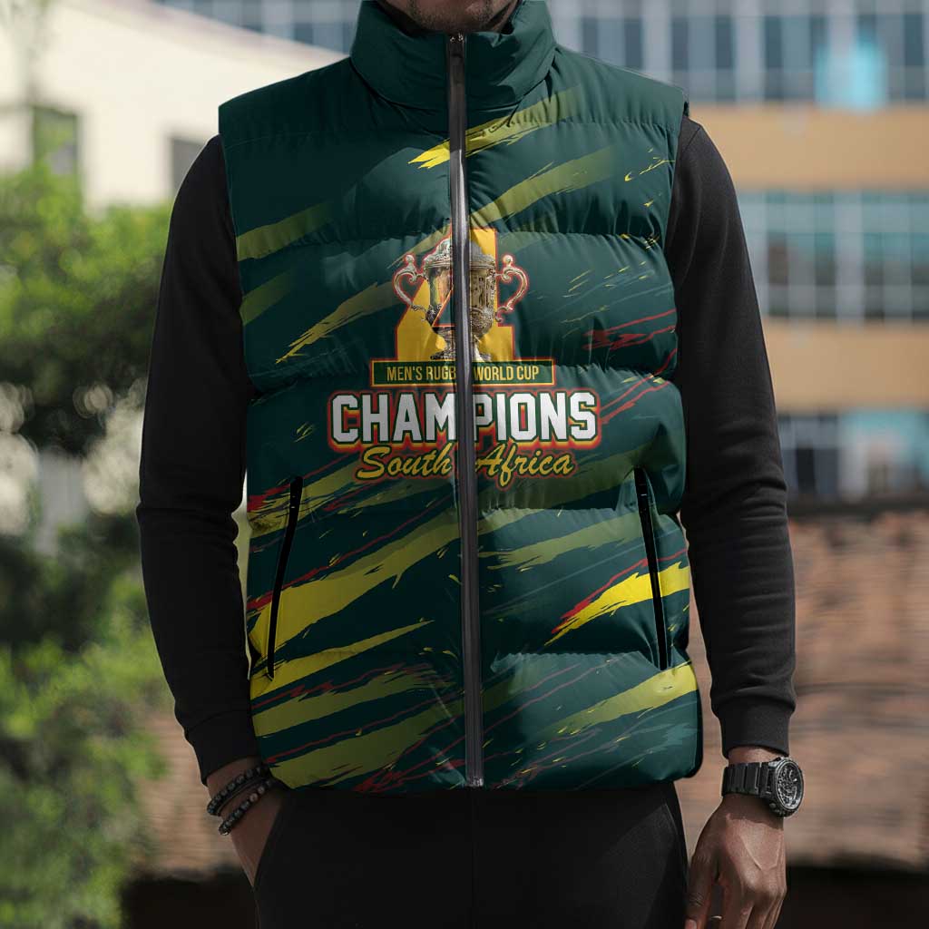 South African Four-time Champions Sleeveless Puffer Jacket World Rugby Team Springboks