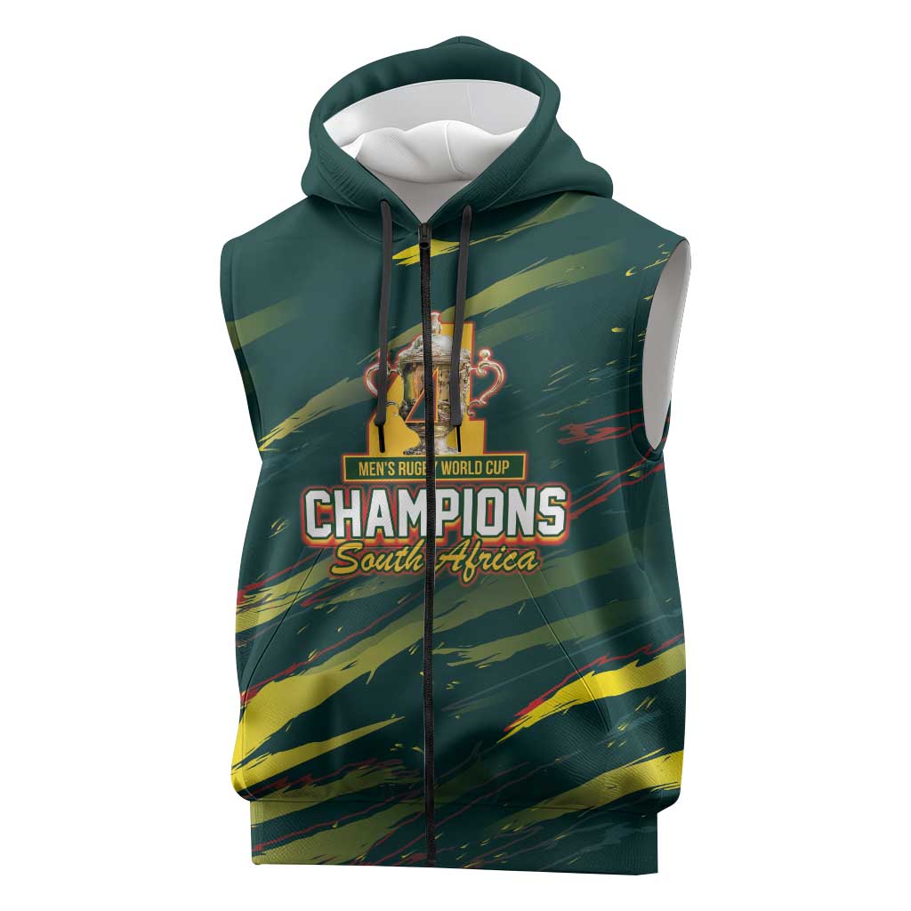 South African Four-time Champions Sleeveless Zip Hoodie World Rugby Team Springboks