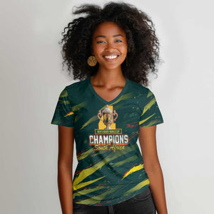 South African Four-time Champions Women V-Neck T-Shirt World Rugby Team Springboks