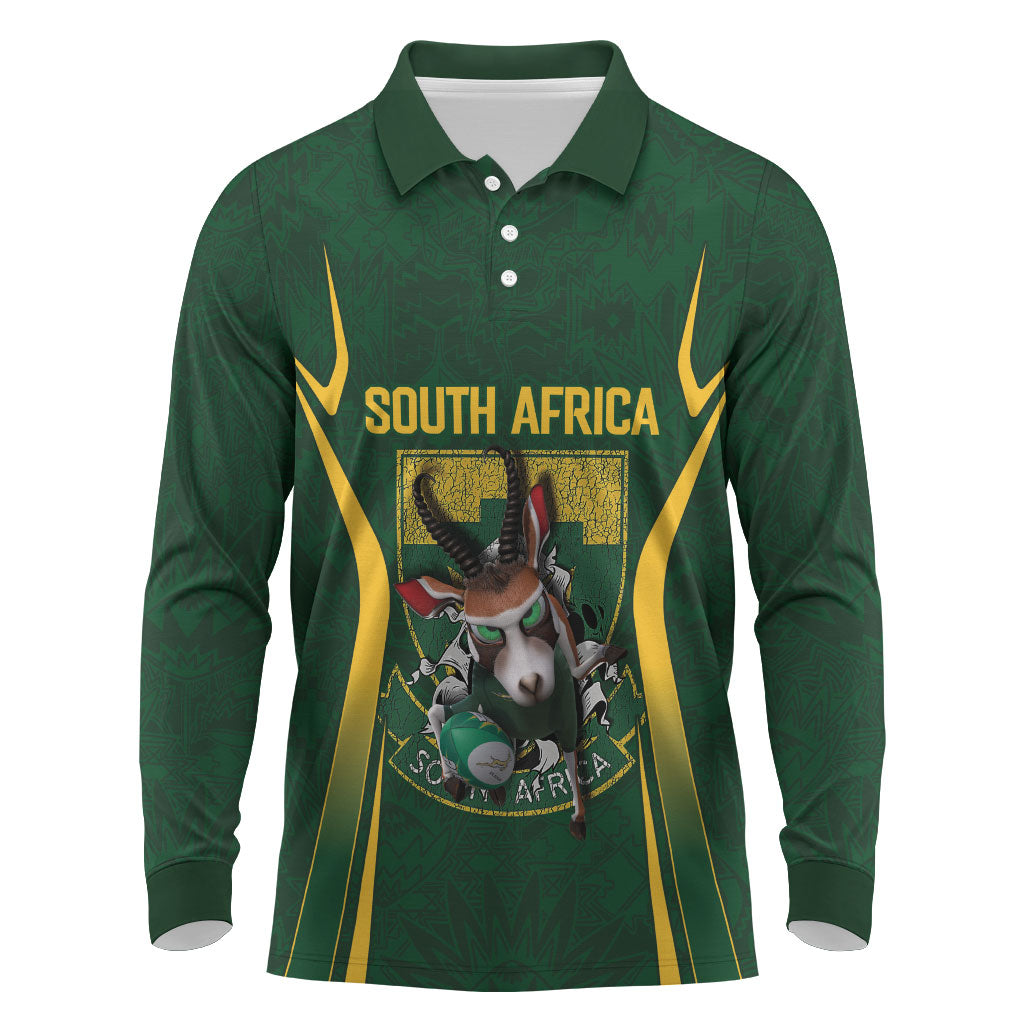 South Africa Rugby National Heritage Custom Long Sleeve Polo Shirt Traditional Ndebele Inspired