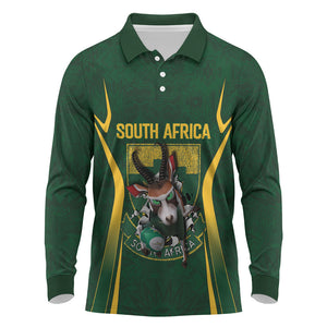 South Africa Rugby National Heritage Custom Long Sleeve Polo Shirt Traditional Ndebele Inspired