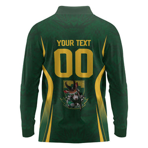South Africa Rugby National Heritage Custom Long Sleeve Polo Shirt Traditional Ndebele Inspired