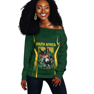 South Africa Rugby National Heritage Custom Off Shoulder Sweater Traditional Ndebele Inspired