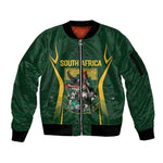 South Africa Rugby National Heritage Custom Sleeve Zip Bomber Jacket Traditional Ndebele Inspired