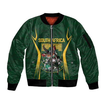 South Africa Rugby National Heritage Custom Sleeve Zip Bomber Jacket Traditional Ndebele Inspired