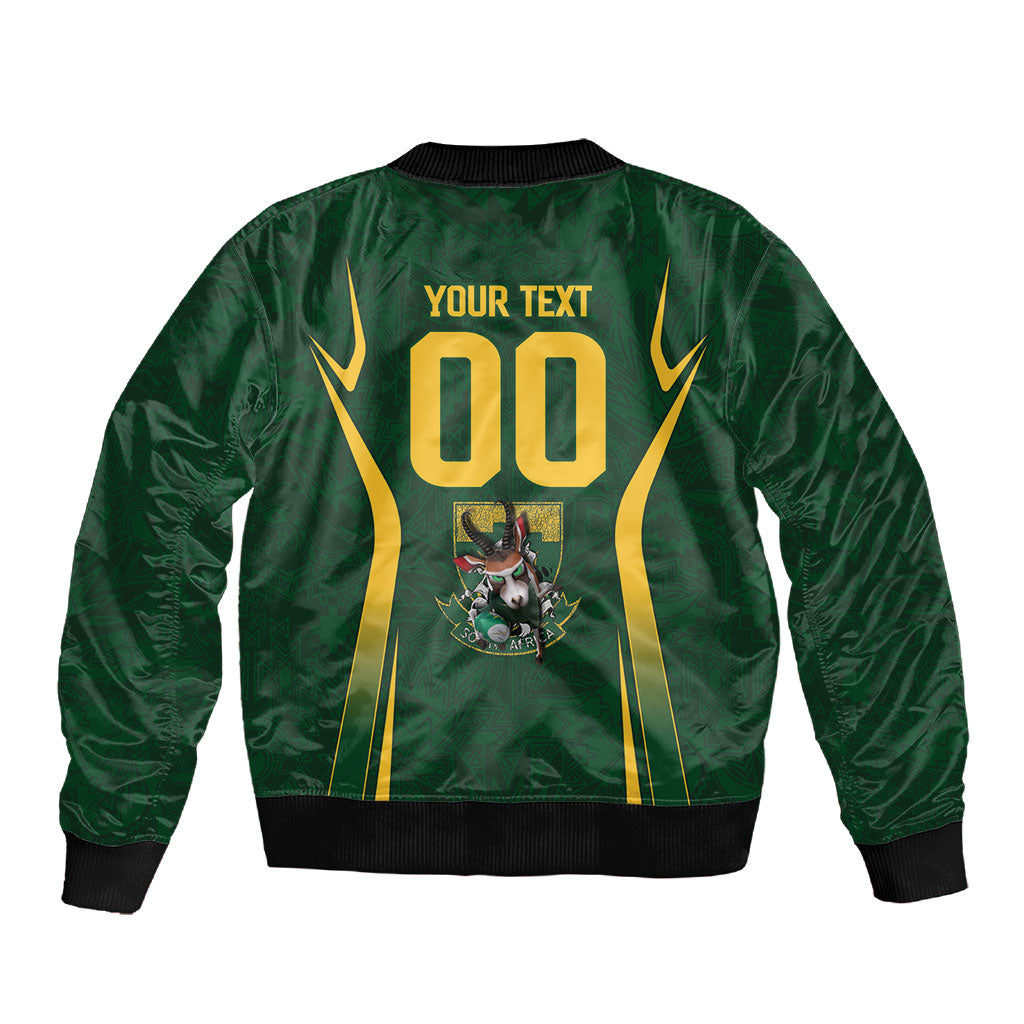 South Africa Rugby National Heritage Custom Sleeve Zip Bomber Jacket Traditional Ndebele Inspired