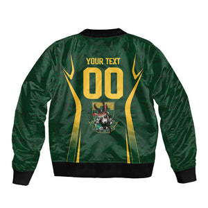 South Africa Rugby National Heritage Custom Sleeve Zip Bomber Jacket Traditional Ndebele Inspired