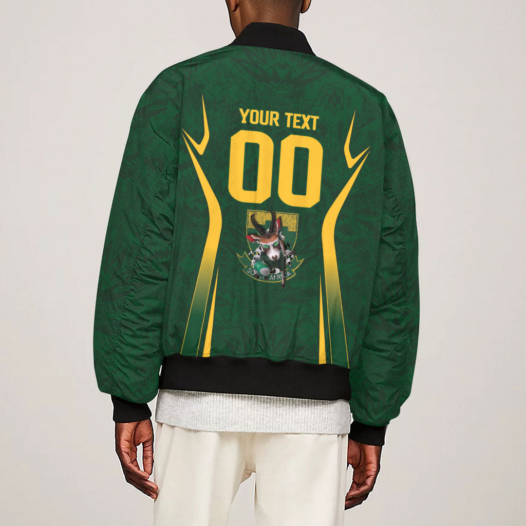 South Africa Rugby National Heritage Custom Sleeve Zip Bomber Jacket Traditional Ndebele Inspired